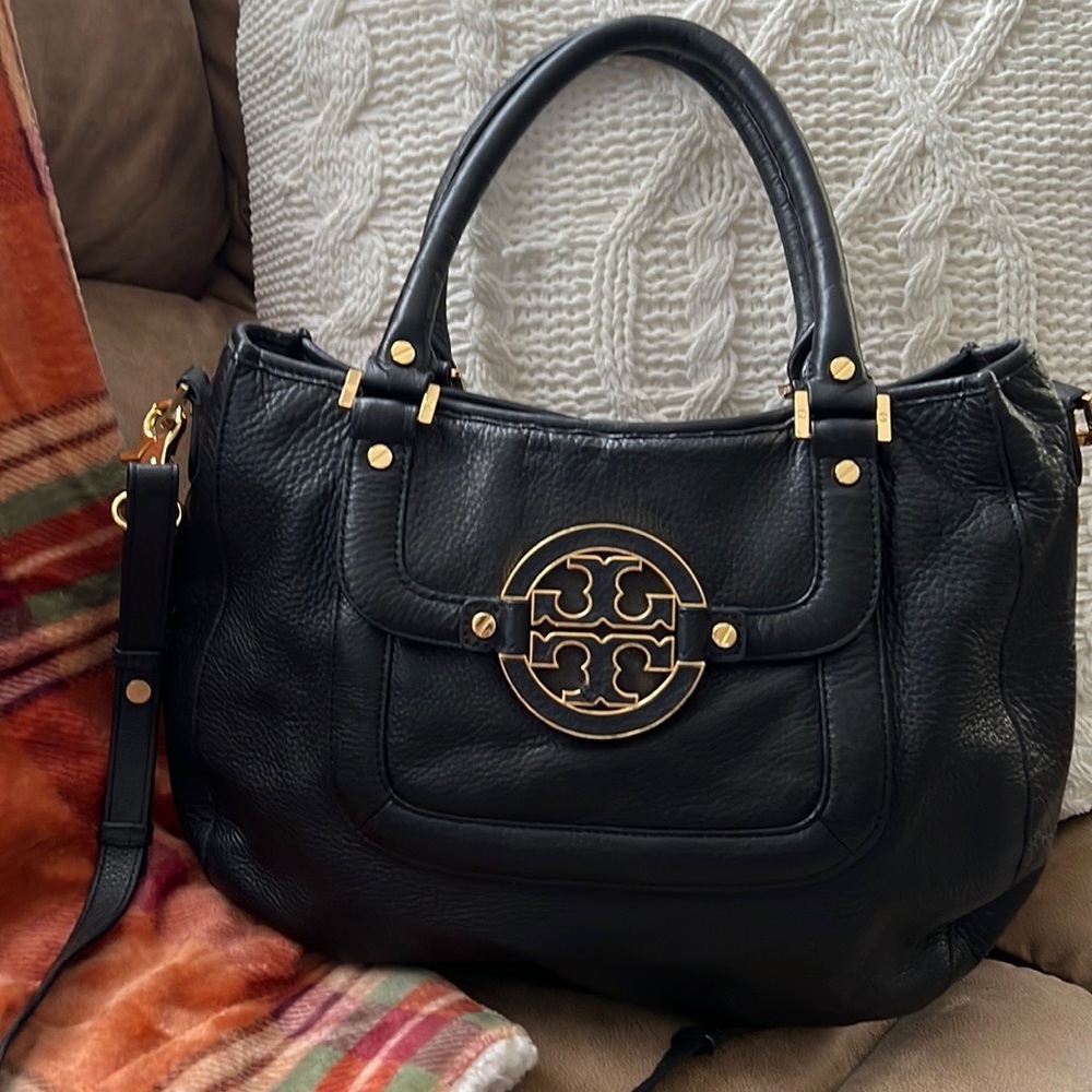 Tory Burch black leather handle bag